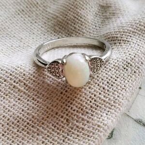 Opal 925 Sterling Silver Plated Over White Bronze Gemstone Ring